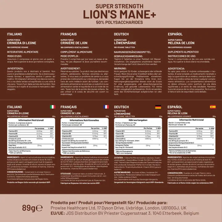 Lions Mane Mushroom Supplement 4000mg with Vitamin B1